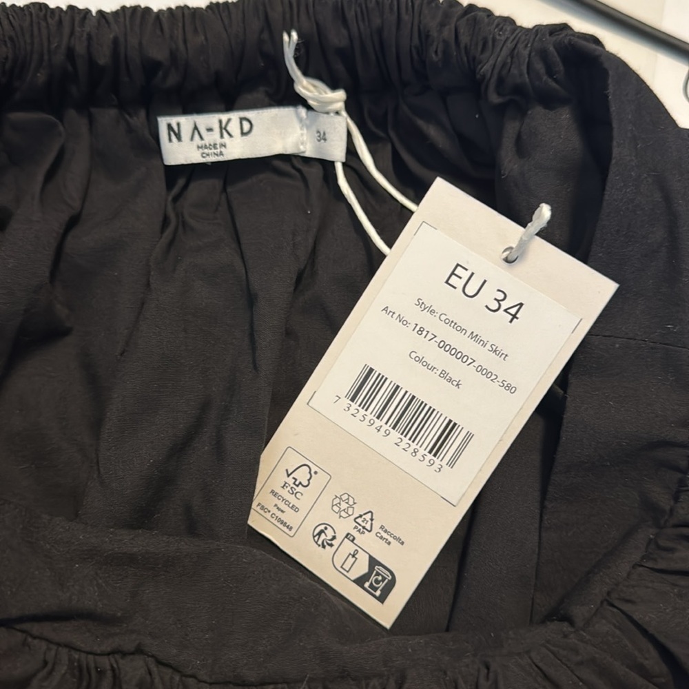 New with Tag NA-KD Black Cotton Mini Skirt Size EU34 - Picture 4 of 7